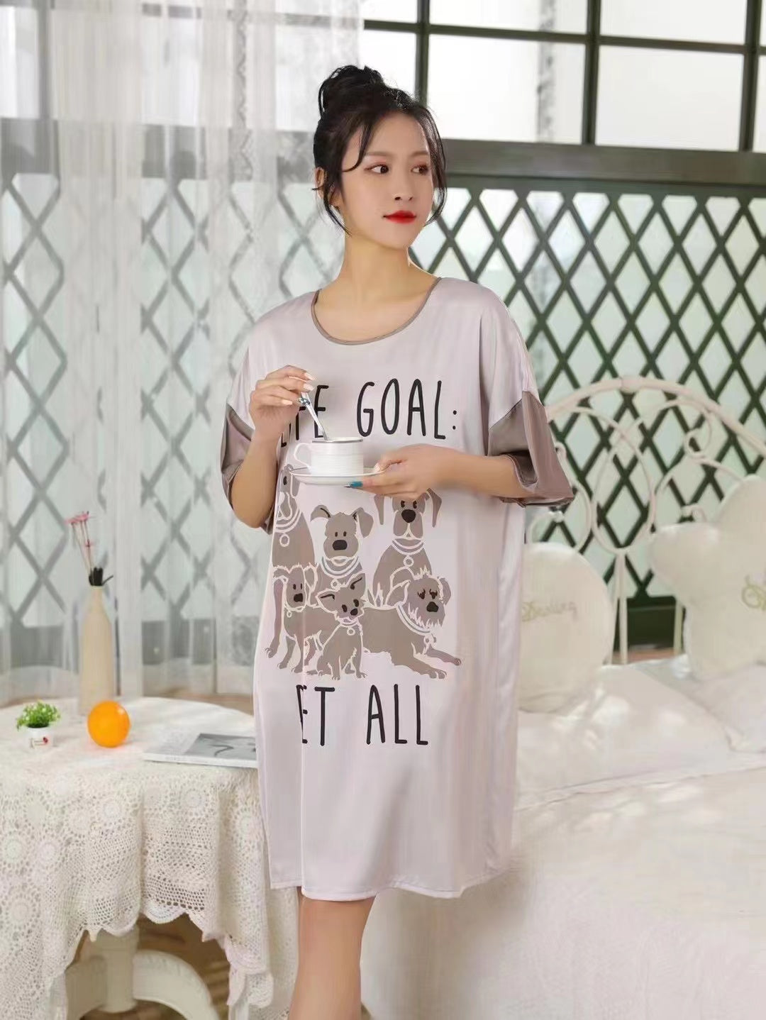 Full Long Nightwear Shirt - Silk