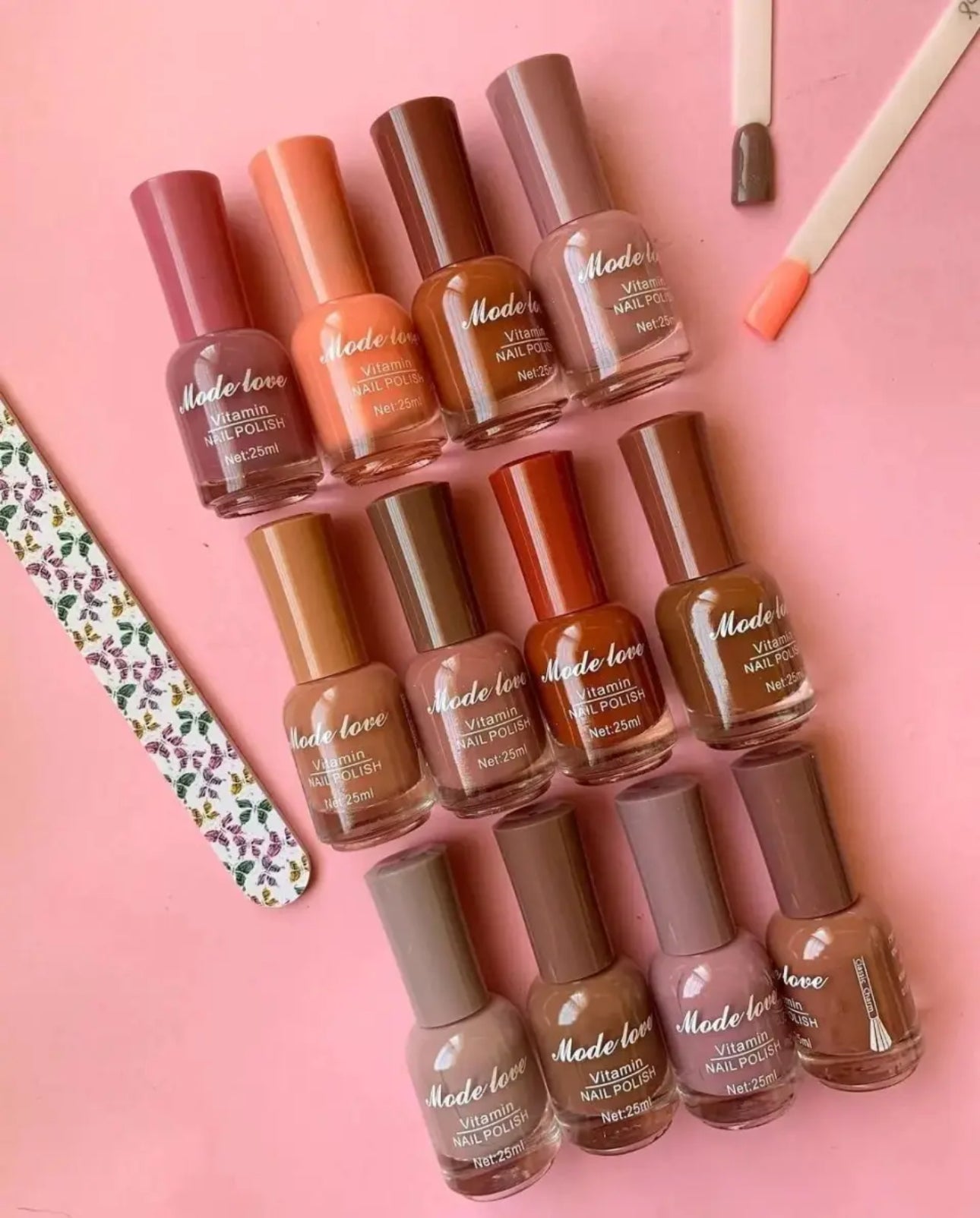Set of 12 Nude Nail Paints - 25ML