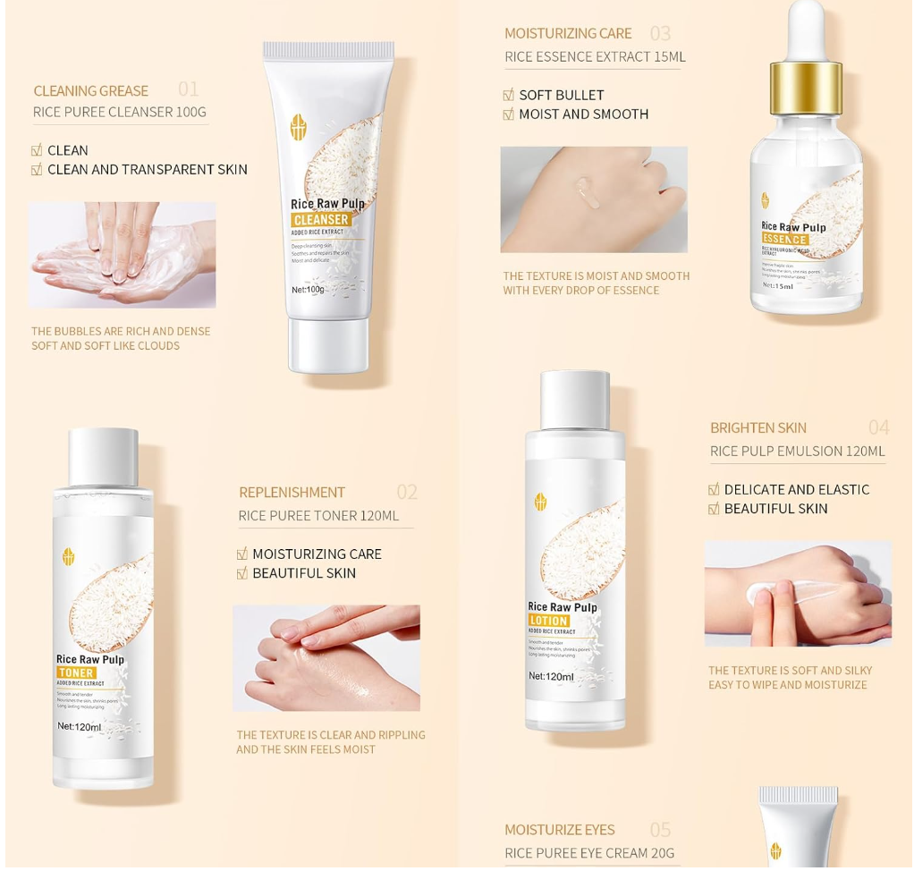 Rice Face Care 6 Pcs Kit