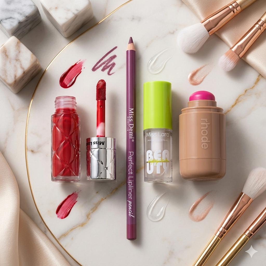Miss Lara Matt gloss +  Lip oil + Rhode Blush stick + lip Pencil