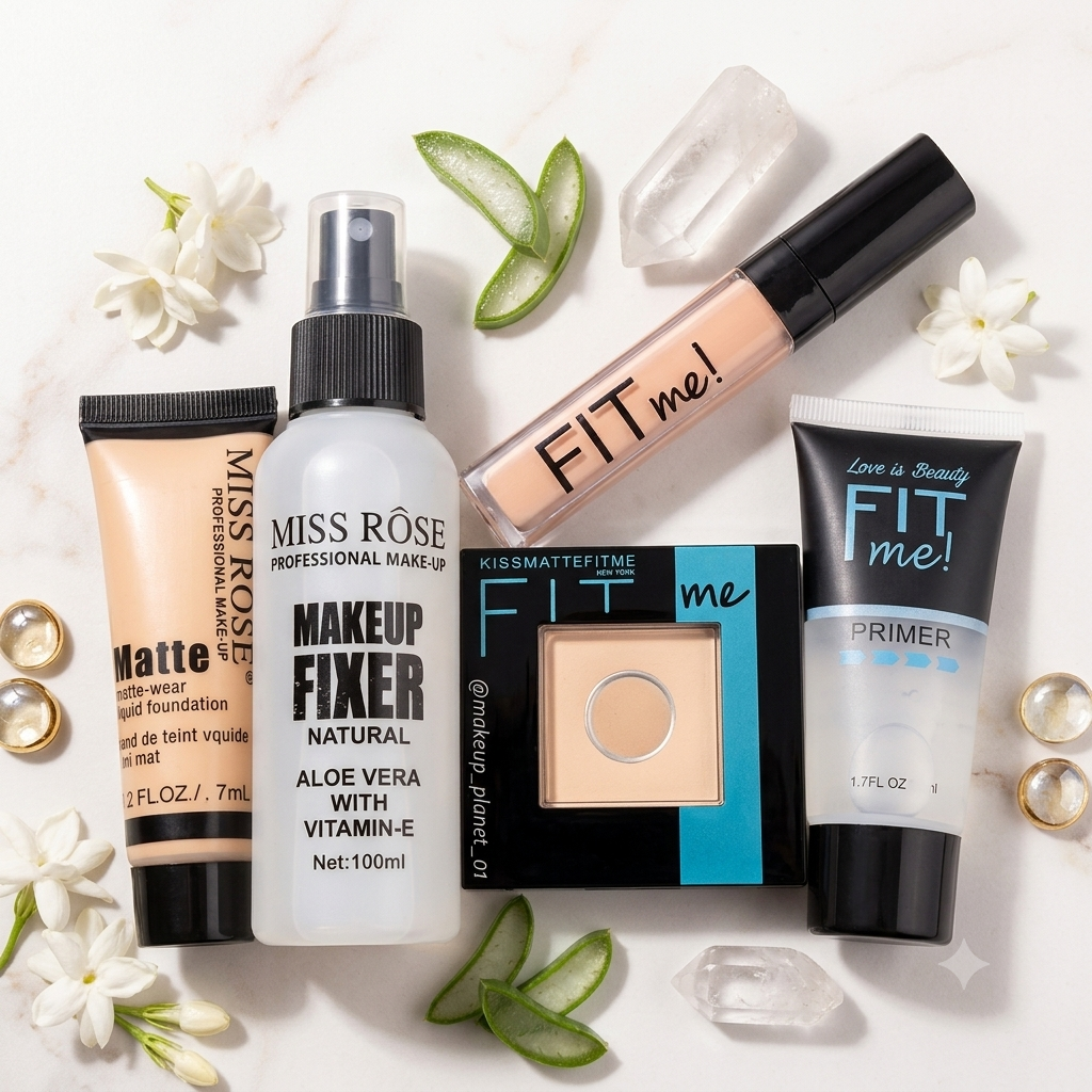 5 Items Face Makeup Bundle (MR Tube , concelor , Fixer + FP & Tube primer)
