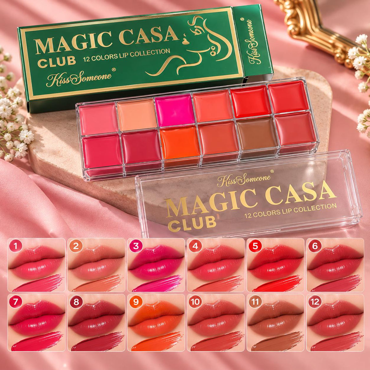 12 Color Magic Casa Lip Palette – Beautiful Shades for Every Look