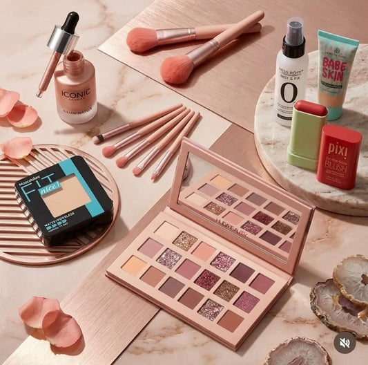 Complete Glam Deal (Nude Kit, Face Powder, 7 Pcs Brush Set, Iconic Highlighter, Fixer Spray, Pixi Blush On, and Tube Foundation)