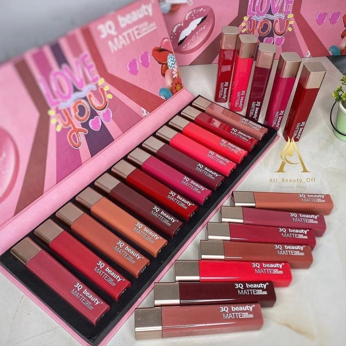 3Q Matte Lip Gloss Set - Red edition