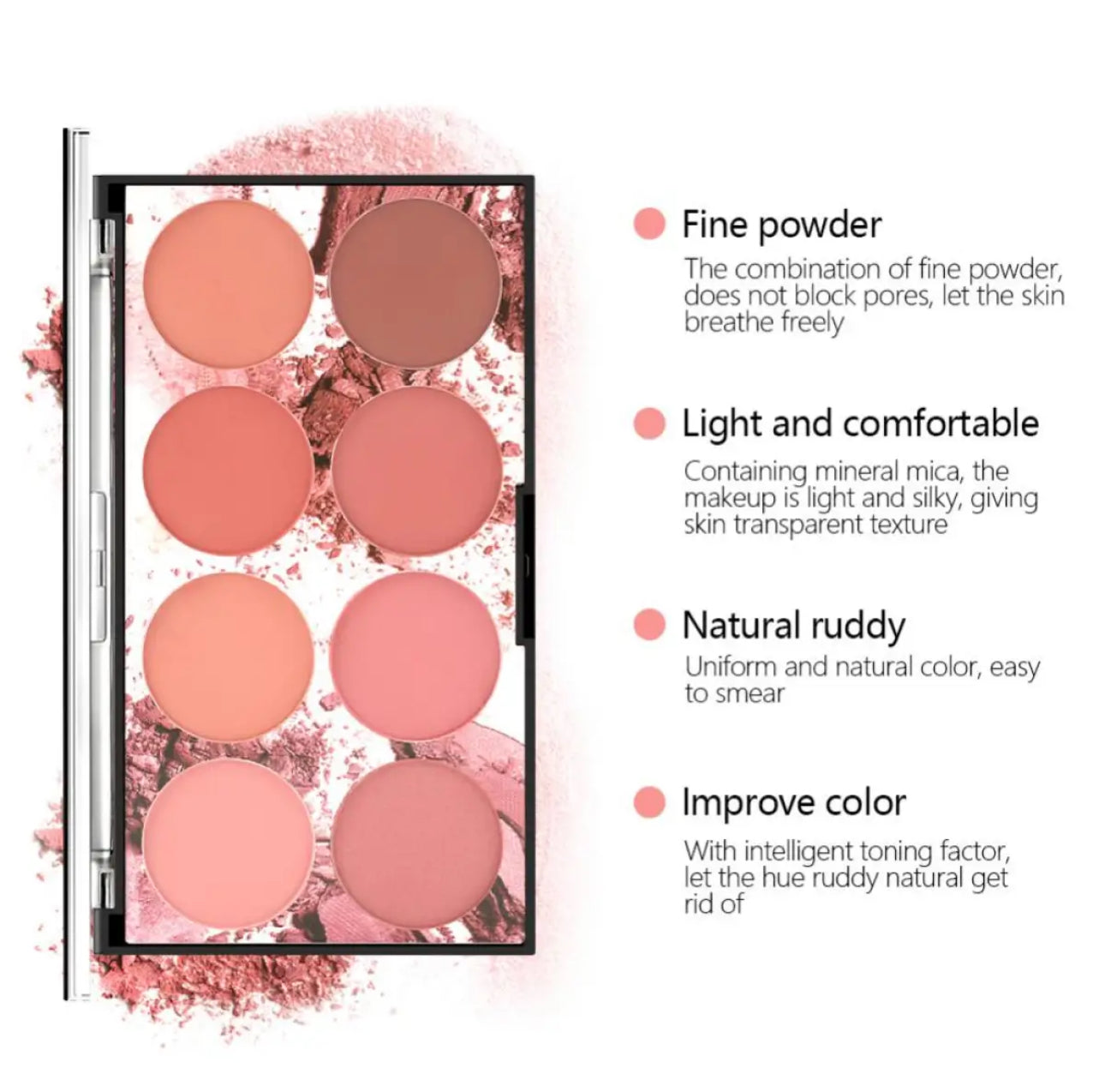8 Color Blush On Palette