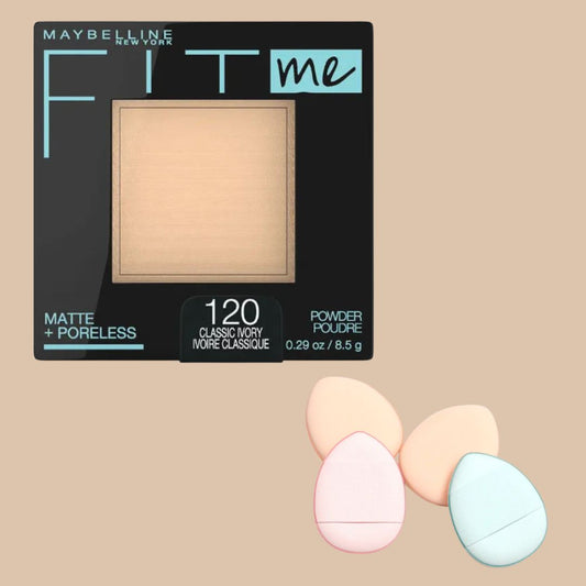 Fit Me Face Powder & 4 Pcs Finger Puff Blender Deal – Flawless Finish Combo