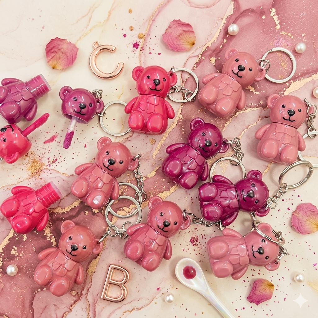 Teddy Bear Keychain Lip Gloss – Cute & Glossy Lip Shine